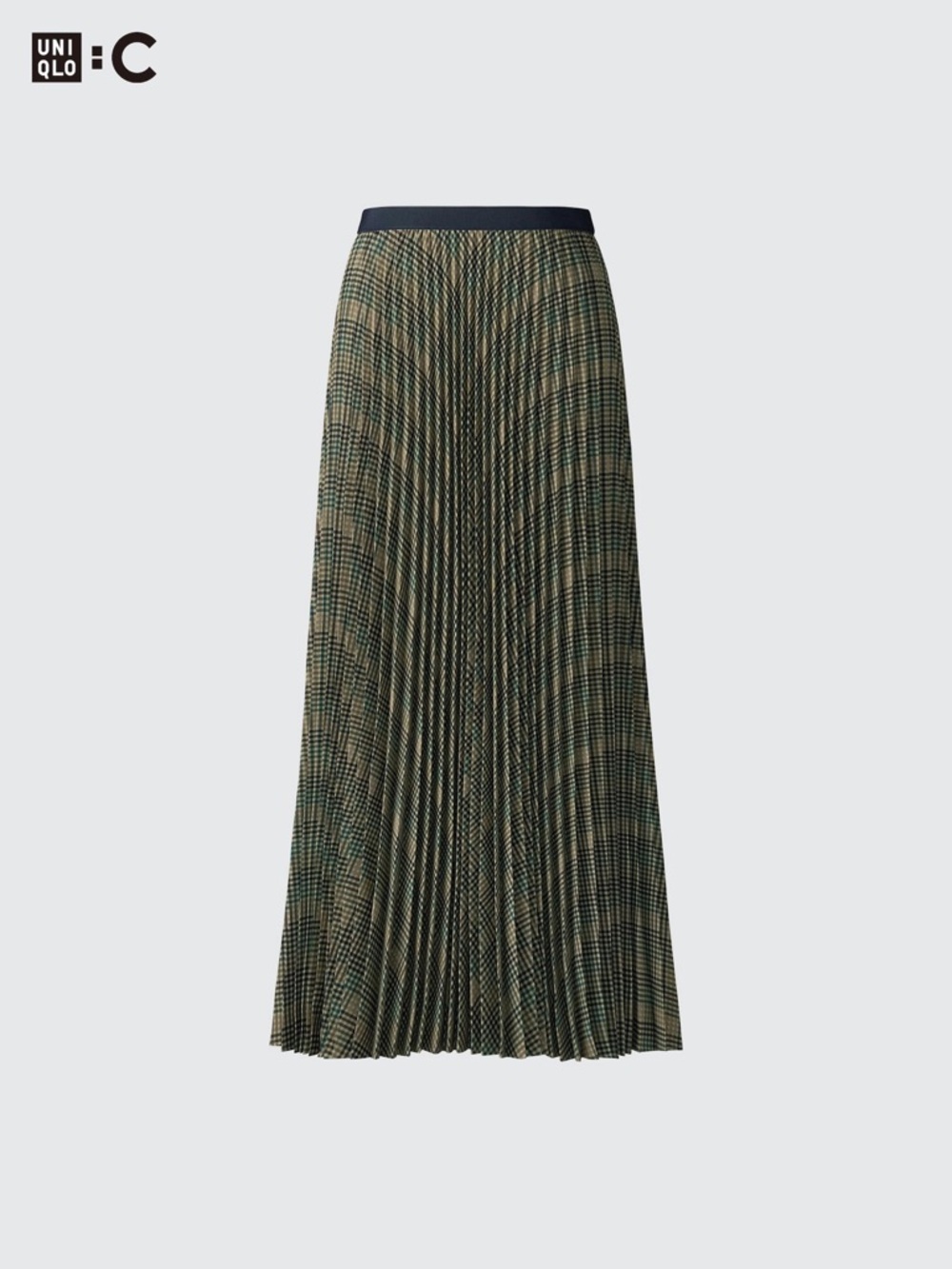 UNIQLO : C Pleated Long Skirt in 53 Green